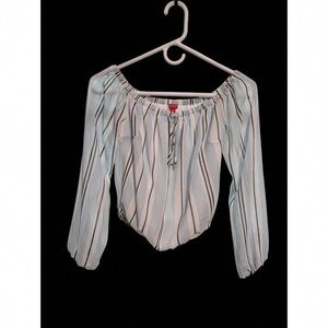 Guess White and Black Striped Blouse